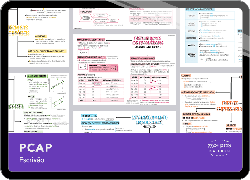 Mapas da Lulu. Os melhores e mais completos mapas mentais para o concurso de escrivão da Polícia Civil do Amapá (PCAP). Totalmente atualizados e com download liberado.