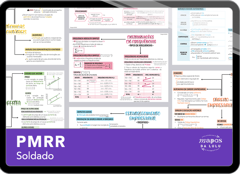 Mapas da Lulu. Os melhores e mais completos mapas mentais para o concurso da Polícia Militar de Roraima (PMRR). Totalmente atualizados e com download liberado.