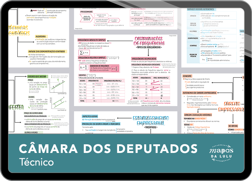 Mapas da Lulu. Os melhores e mais completos mapas mentais para o concurso de Técnico da Câmara. Totalmente atualizados e com download liberado.