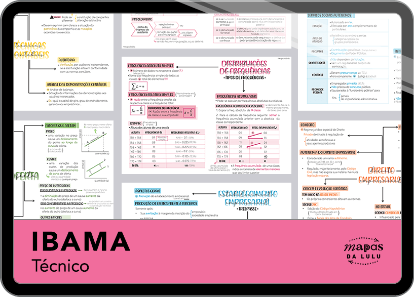 Mapas da Lulu. Os melhores e mais completos mapas mentais para o concurso de Técnico do IBAMA. Totalmente atualizados e com download liberado.