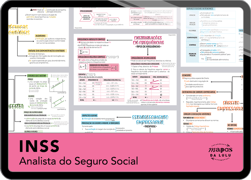 Mapas da Lulu. Os melhores e mais completos mapas mentais para o concurso de Analista do INSS. Totalmente atualizados e com download liberado.