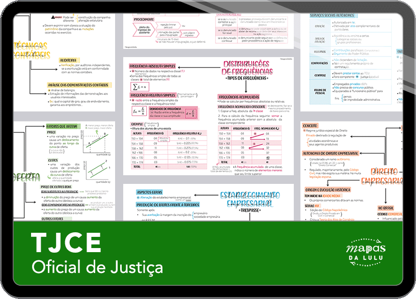 Mapas da Lulu. Os melhores e mais completos mapas mentais para o concurso de Oficial de Justiça do TJCE. Totalmente atualizados e com download liberado.