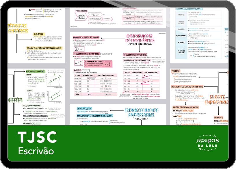 Mapas da Lulu. Os melhores e mais completos mapas mentais para o concurso de Escrivão do TJSC. Totalmente atualizados e com download liberado.